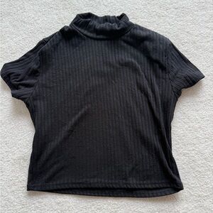 5 for $20 SALE! Black Ribbed Turtleneck mock neck crop Top